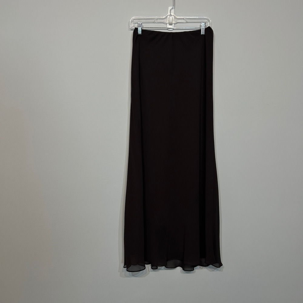 Alex Evenings Chiffon Maxi Skirt Female M Brown Vintage Formal Double Layer